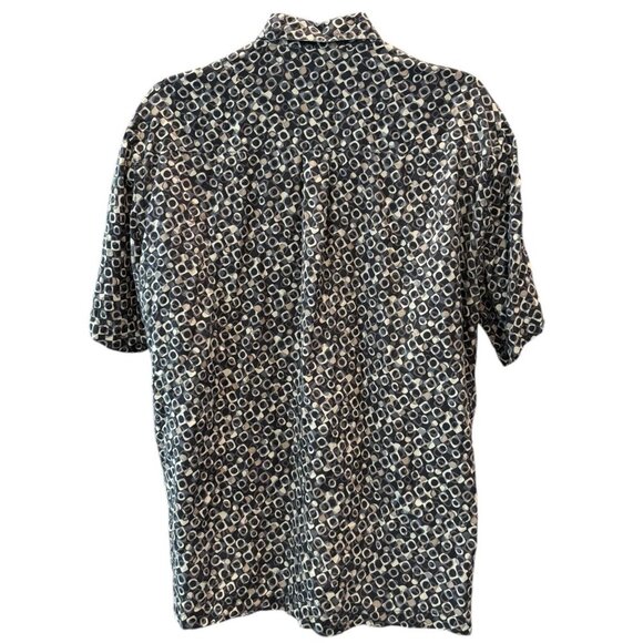 Perry Ellis 100% Silk Geometric Print Button Down – Short Sleeve Shirt‎ Men’s L - Picture 2 of 5